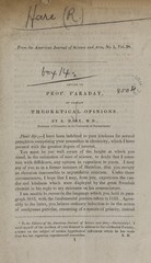 A letter to Prof. Faraday, on certain theoretical opinions