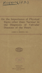 On the importance of physical signs other than murmur in the diagnosis of valvular diseases of the heart