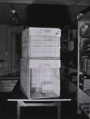 USN Medical Supply Storehouse NO. 3, Kodiak, Alaska: Original cases- with ends knocked out- used as temporary shelving and storage