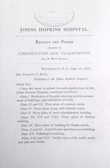 Johns Hopkins Hospital, Baltimore: Reports and papers relating to construction and organization