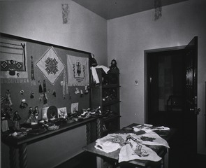 Indian Sanitorium, Albuquerque, New Mexico: Arts and crafts items made in vocational rehabilitation classes are sold in this room, the proceeds going to the patient-craftsman