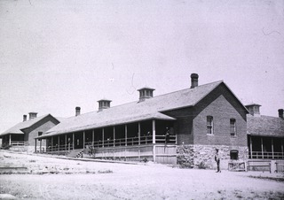 U.S. Army. General Hospital, Fort Bayard, N.M: Recreation Hall, Mess Hall to left