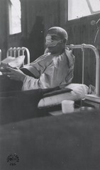 U. S. Army Base Hospital Number 18, Bazoilles, France: Johns Hopkins Unit, wounded soldier eating dinner