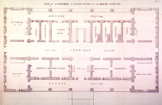 Plan of the Basement or Office Story of the Marine Hospital