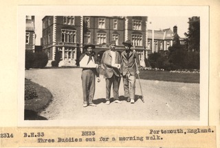 U.S. Army. Base Hospital No.33, Portsmouth, England: Patients- Three buddies out for a walk