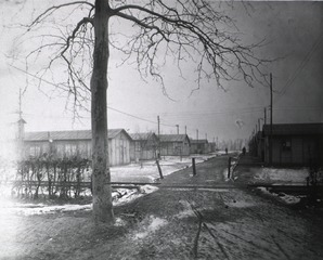 U.S. Army. Base Hospital No. 94, Pruniers, France: General view- Hospital street and electric transformer