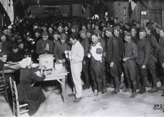 U.S. Army. Base Hospital No. 114, Beau-Desert, France: Patients- Refreshments for wounded and gassed soldiers