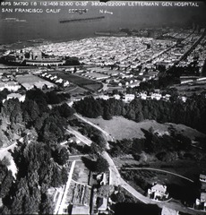 U.S. Army. Letterman General Hospital, Presidio, San Francisco, Ca: Aerial view