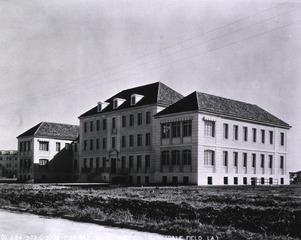 U.S. Army Post Hospital, Barksdale Field, Louisiana: Front view of main building during construction