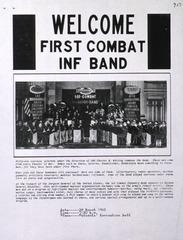 U.S. Army, Deshon General Hospital, Butler, Pennsylvania: Advertisement - Welcome First Combat Inf Band