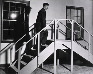 U.S. Army, Bushnell General Hospital, Brigham City, UT: Walking up and down stairs to exercise limbs