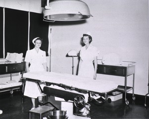 U.S. Army Air Force Hospital, Davis-Monthan Air Force Base, Tucson, Arizona: Interior view of nurses and stretcher