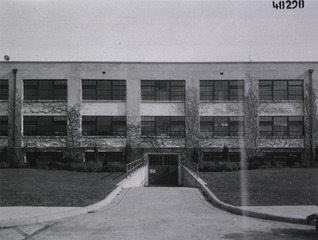 U.S. Army Air Forces. Station Dispensary, Wright Field, Ohio: Administration Building showing ambulance ramp