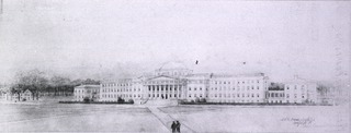 U.S. Naval Hospital, Norfolk, VA: Drawing of front view from plan