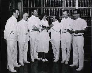 Queen of Angels Hospital, Los Angeles, CA: Group of interns in medical library