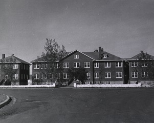 Fort Belknap Hospital, Harlem, Mont: Exterior view- Hospital building and Nurses Home