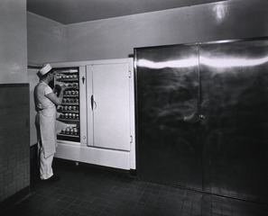 Dr. W.H. Groves Latter-Day Saints Hospital, Salt Lake City, UT: Frozen dessert and bread container/refrigerator in the kitchen