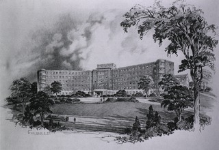 Mary Fletcher Hospital, Burlington, VT: Front view drawing of planned addition