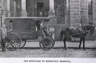 Roosevelt Hospital, New York City, N.Y: Ambulance and entrance to Hospital