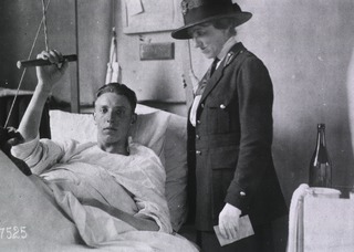 U.S. American National Red Cross Hospital No.1, Paris, France: Patient being attended to by ARC worker