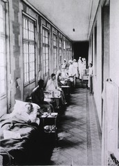 U.S. American National Red Cross Hospital No.1, Paris, France: Interior view- Corridor used as a Ward