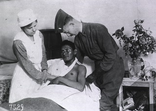 U.S. American National Red Cross Hospital No. 5, Auteuil, France: Wounded American soldier, a Choctaw Indian from Oklahoma