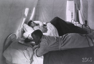 U.S. American National Red Cross Hospital No. 5, Auteuil, France: Bedridden patients, one writing a letter