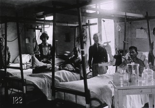 U.S. American National Red Cross Hospital No.2, Paris, France: Interior view- Ward with Balkan Frames
