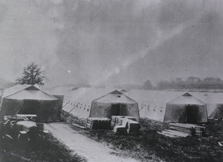 U.S. American National Red Cross Hospital No. 5, Auteuil, France: Exterior view of hospital tents at Auteuil Racetrack