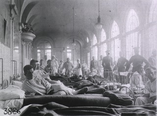 U.S. American National Red Cross Hospital No. 6, Paris, France: Interior of a ward