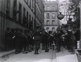 U.S. American National Red Cross Hospital No. 9, Paris, France: The 469th Infantry Band, which played jazz music, entertaining the patients