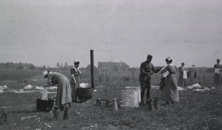 U.S. American National Red Cross Evacuation Hospital No. 110, Coincy, France: Nurses washing their clothing in a field