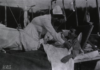 U.S. American National Red Cross Hospital No.5, Paris, France: Patient being attended to by nurse