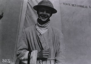 U.S. American National Red Cross Hospital No.5, Paris, France: View of patient outside of his tent