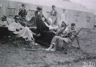 U.S. American National Red Cross Hospital No.5, Paris, France: Patients with musical instruments