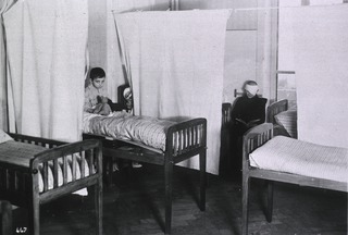 U.S. American National Red Cross Hospital, Evian, France: Interior view of system of isolating contagious cases