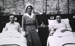Great Britain, British Red Cross Society Voluntary Aid Detachment Hospital, Newton-Abbot, England: Nurse and patients