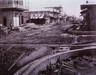 Sanitary engineering: Streets before paving for mosquito control in Colon, Panama