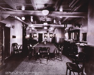 USS Relief (Hospital Ship): Interior view- Officers Mess Room