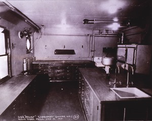USS Relief (Hospital Ship): Interior view- Laboratory