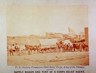 U.S. Sanitary Commission Field Relief Corps, Army of the Potomac: Supply Wagon and Tent of a Corps Relief Agent
