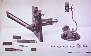 Microscopy: General view- Early Microscope with various attachments