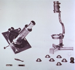 Microscopy: General view- Early Microscope with various attachments