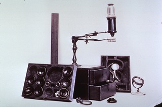 Microscopy: General view- Early Microscope with various attachments