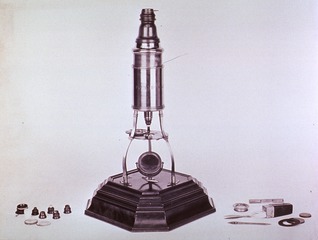 Microscopy: General view- Early Microscope with various attachments