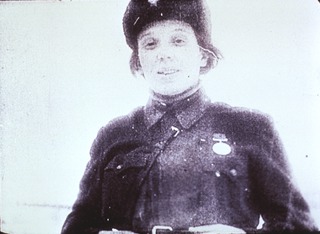 Military: Field Medical Services: View showing Soviet WAC in winter uniform