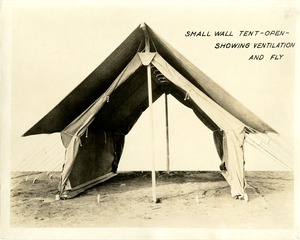 Hospital tents: Small wall tent - open - showing ventilation and fly