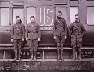U.S. Army Hospital Train No. 54: Officers in charge of the train at Harreville, France