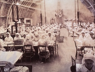 U.S. American National Red Cross: Interior view of ARC workrooms for surgical dressings, Paris, France