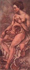 [Anatomical drawing of a pregnant woman]